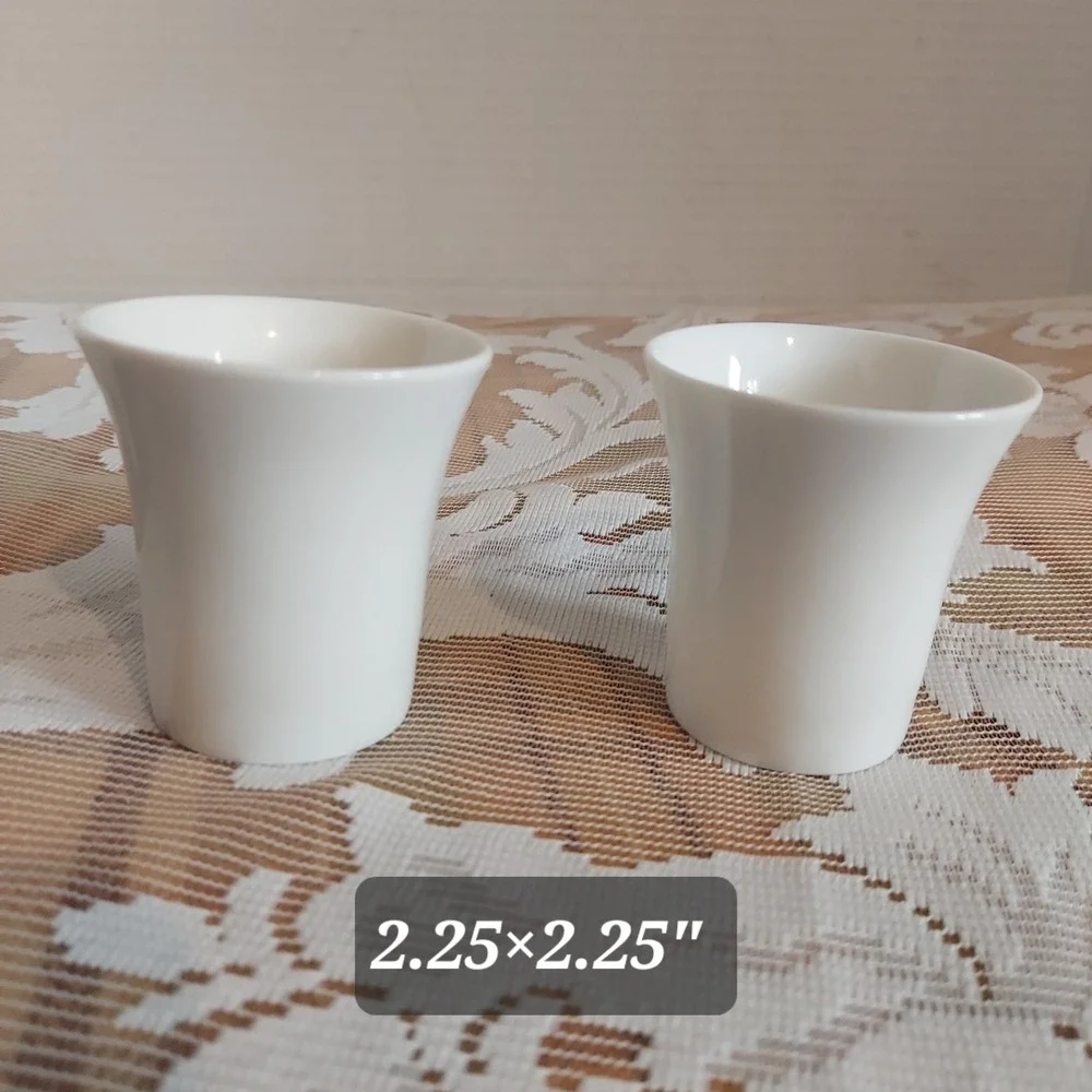 Guy Degrenne Boreal White Porcelain Egg Cups Set of 2 French Small Cups 2.25in